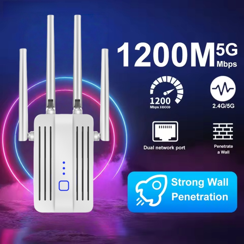 Home Security And Internet - 1200Mbps واي فاي مكرر موسع 2.4G/5