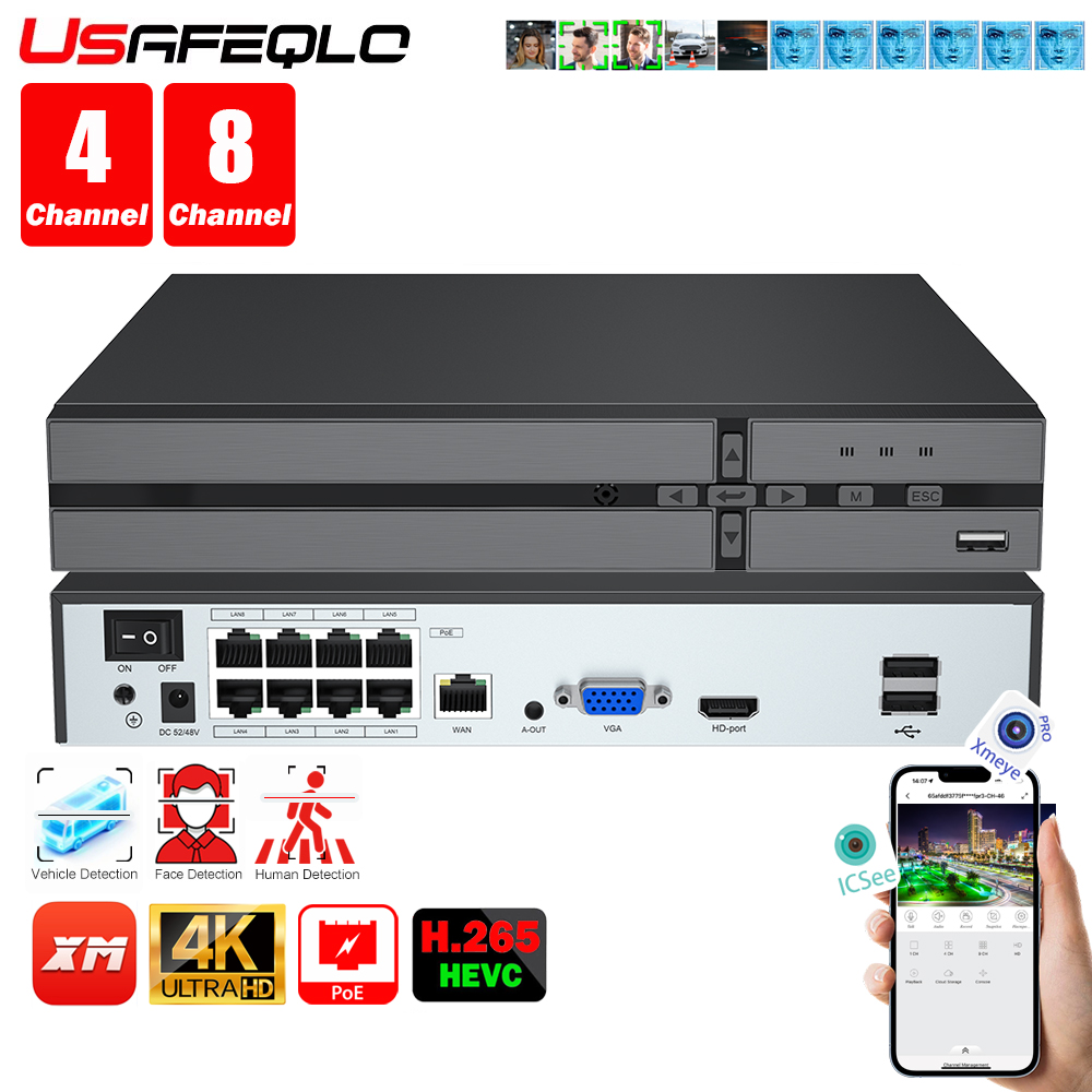 Home Security With Camera - كشف الوجه H.265 8ch * 4K