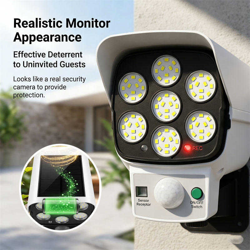 Home Security Lights Outdoors - كاميرا أمان وهمية تعمل بالطاقة الشمسية