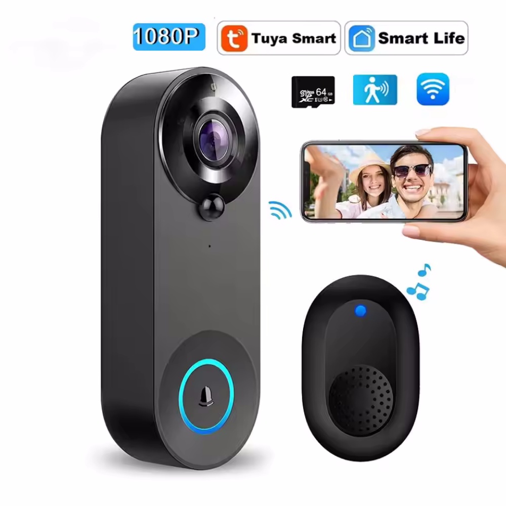 Tuya 1080P اللاسلكية جرس باب و - مراجعة Home Security Camera Installation وسعره